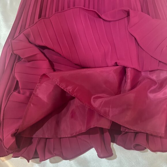 H&M Raspberry Spaghetti Strap Pleated Dress, Size 10 - Picture 10 of 16